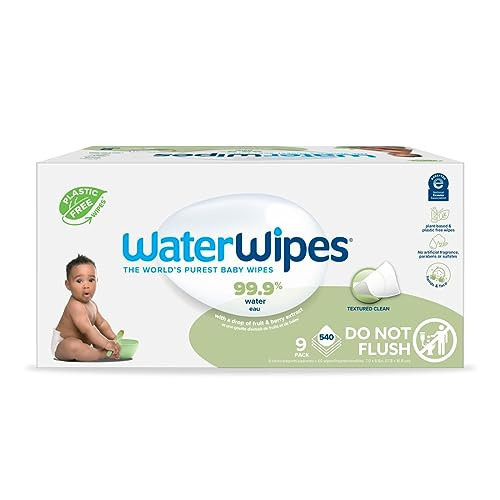 WaterWipes Plastic-Free Textured Clean, Toddler & Baby Wipes, 99.9% Water Based Wipes, Unscented & Hypoallergenic for Sensitive Skin, 540 Count (9 packs), Packaging May Vary | Amazon (US)