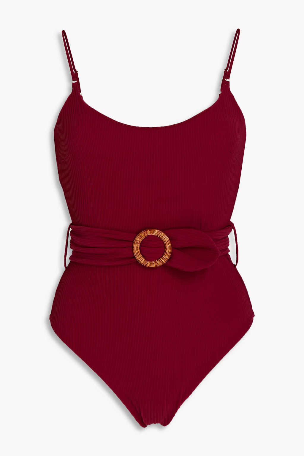 Claret Belted ribbed swimsuit | ZIMMERMANN | THE OUTNET | The Outnet (APAC)