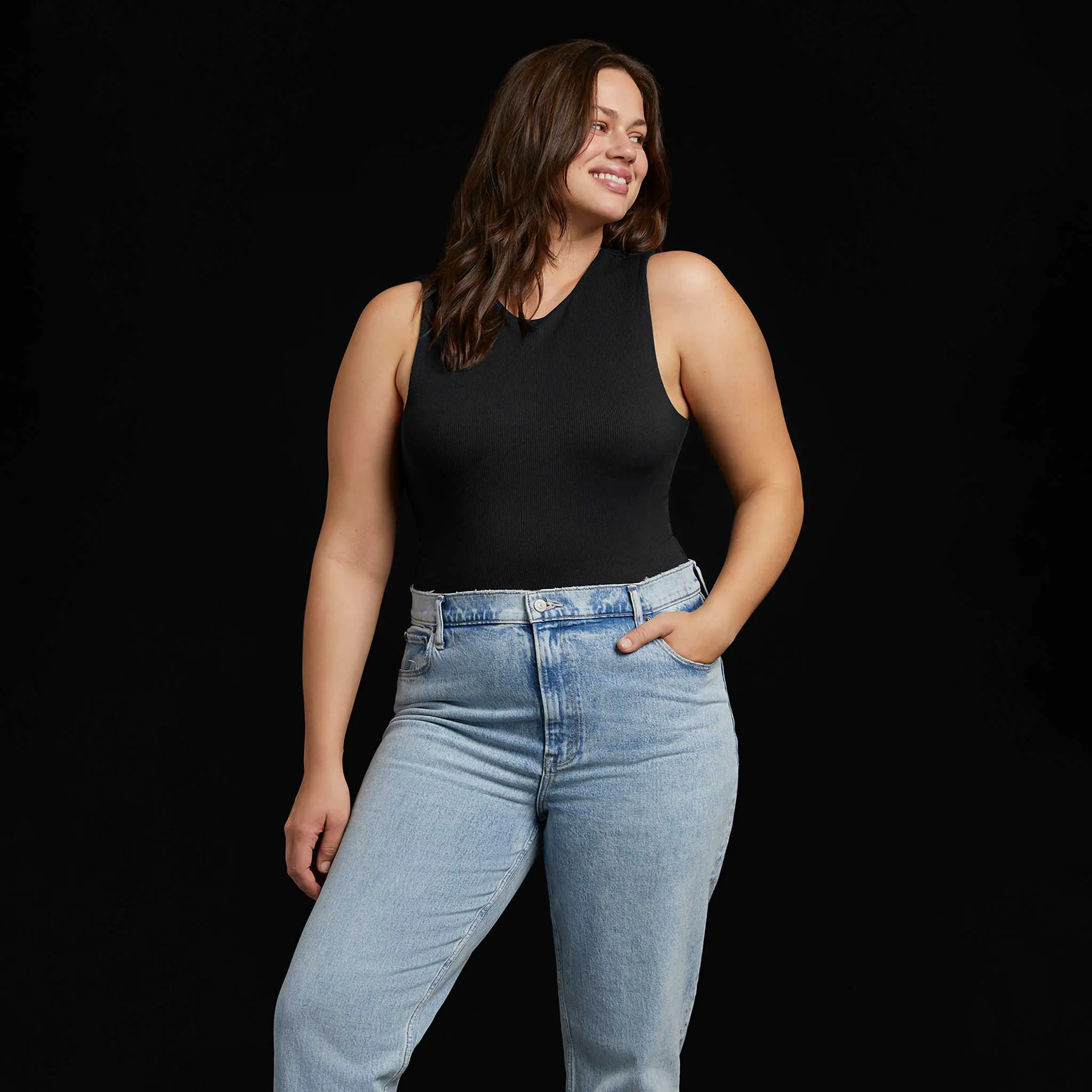 Women's Ribbed Crew Tank Bodysuit | nuuds