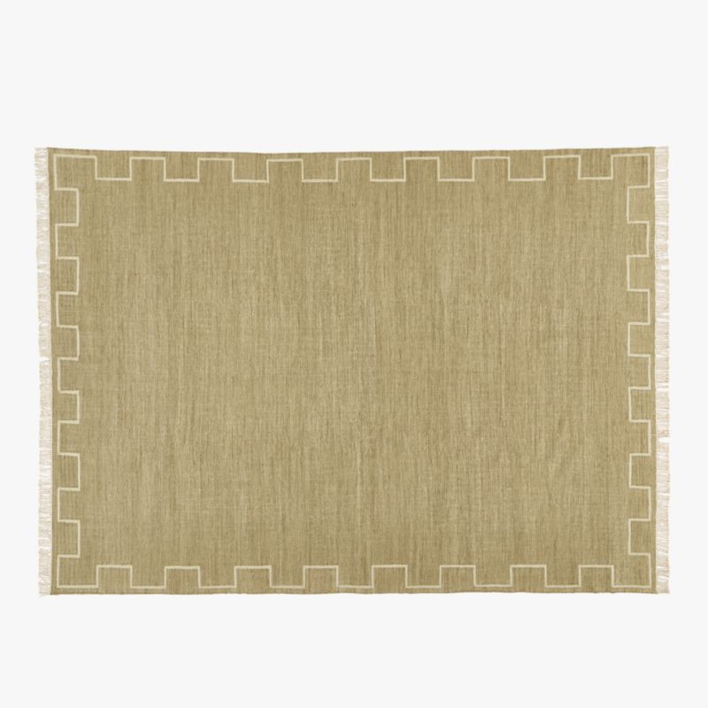 Ziyad Modern Bordered Handwoven Natural and Ivory Dhurrie Area Rug 9'x12' | CB2 | CB2