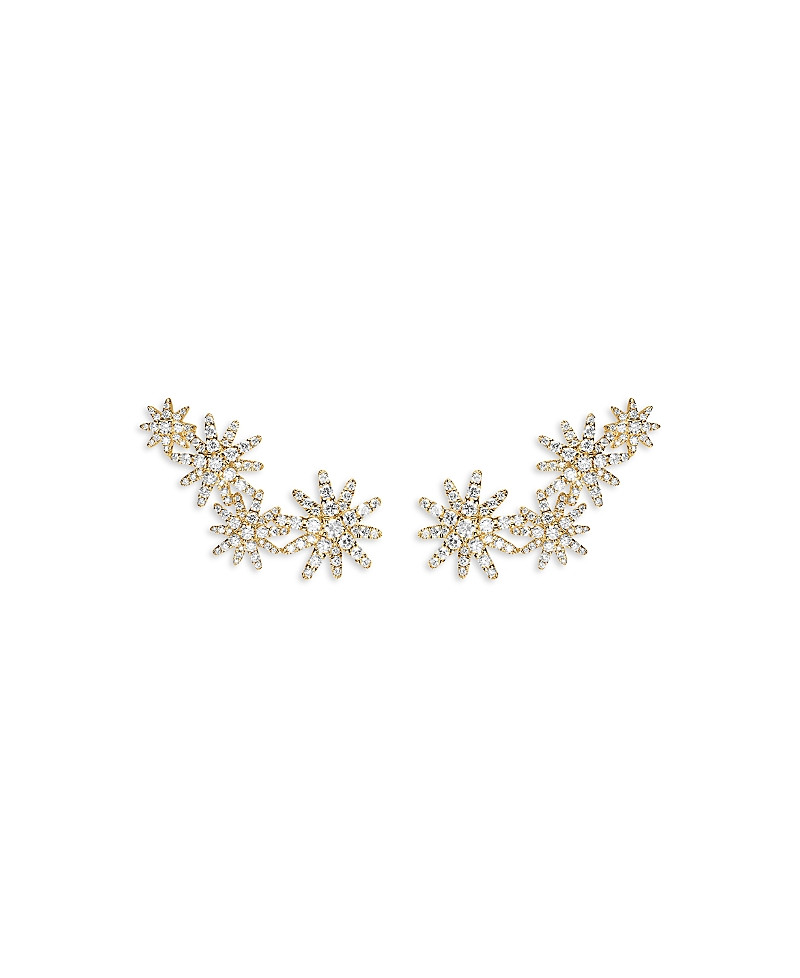 Starburst Full Pave Climber Earrings in 18K Yellow Gold with Diamonds, 26.9mm | Bloomingdale's (US)