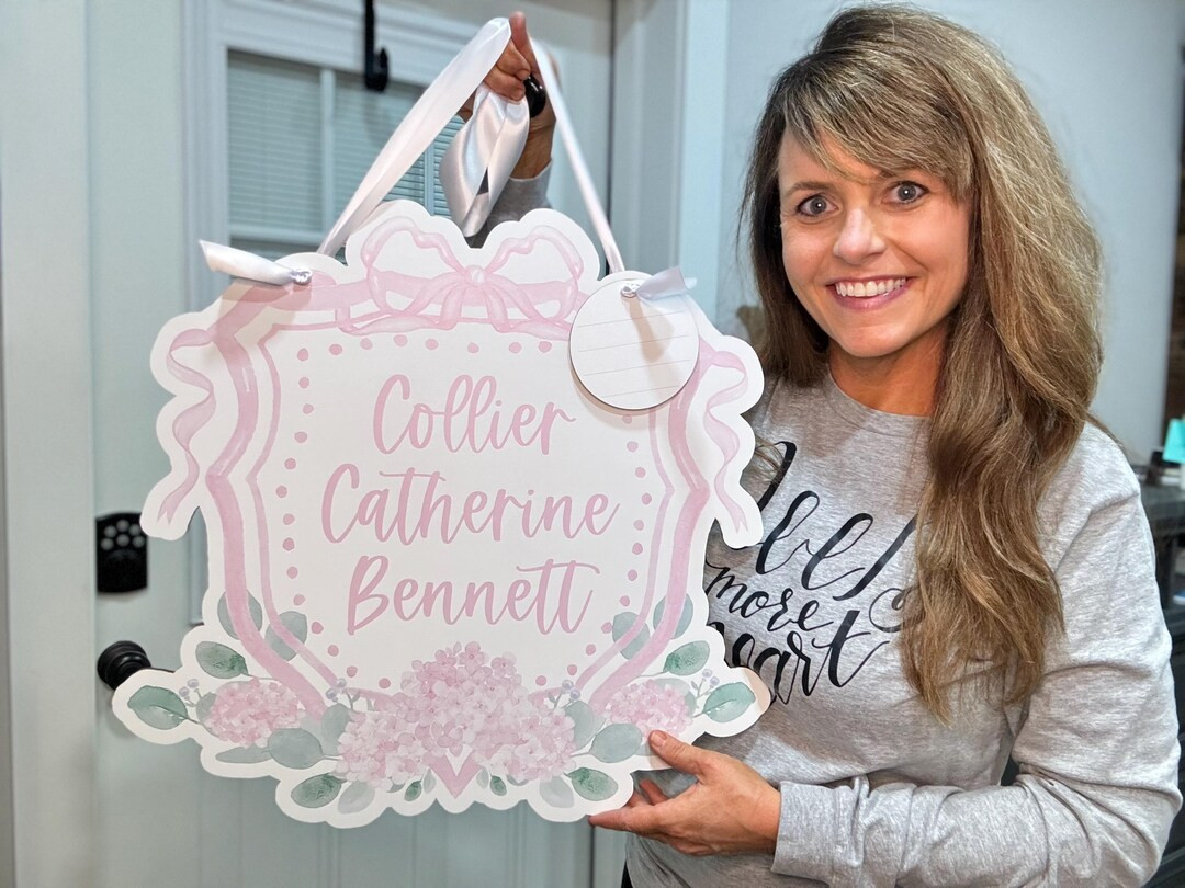 Baby Girl Hospital Door Hanger - Baby Name Sign - Birth Announcement Sign - Birth Stat Sign - Pin... | Etsy (US)