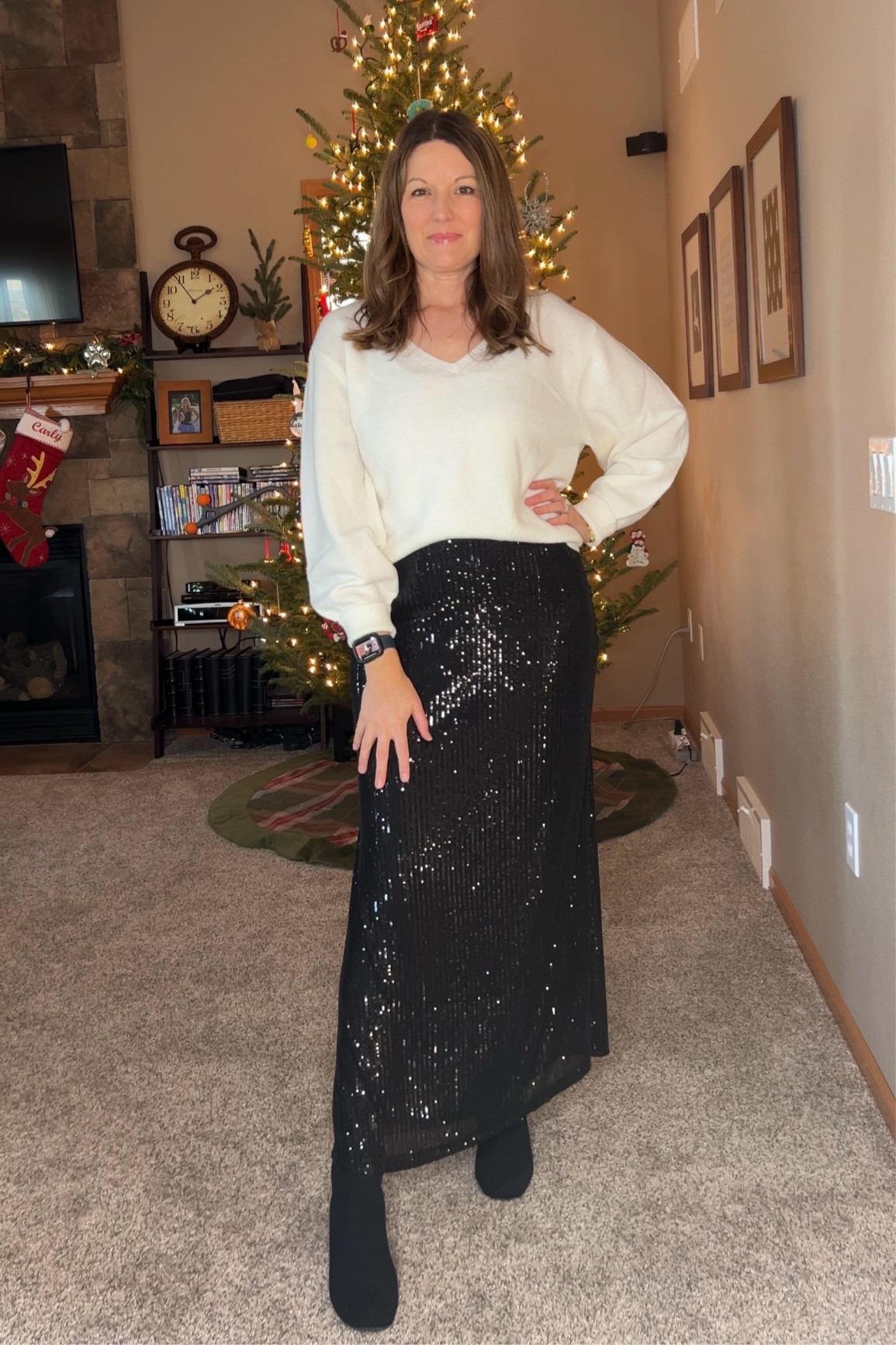 I’m doing 25 outfits in 25 days as we countdown to Christmas!

This is look #10!! 16 days until Christmas! 

Sweater- tts, in size S 
Sequin skirt- tts, in size S
Booties - tts, added similar 



#LTKSeasonal #LTKHoliday #LTKOver40