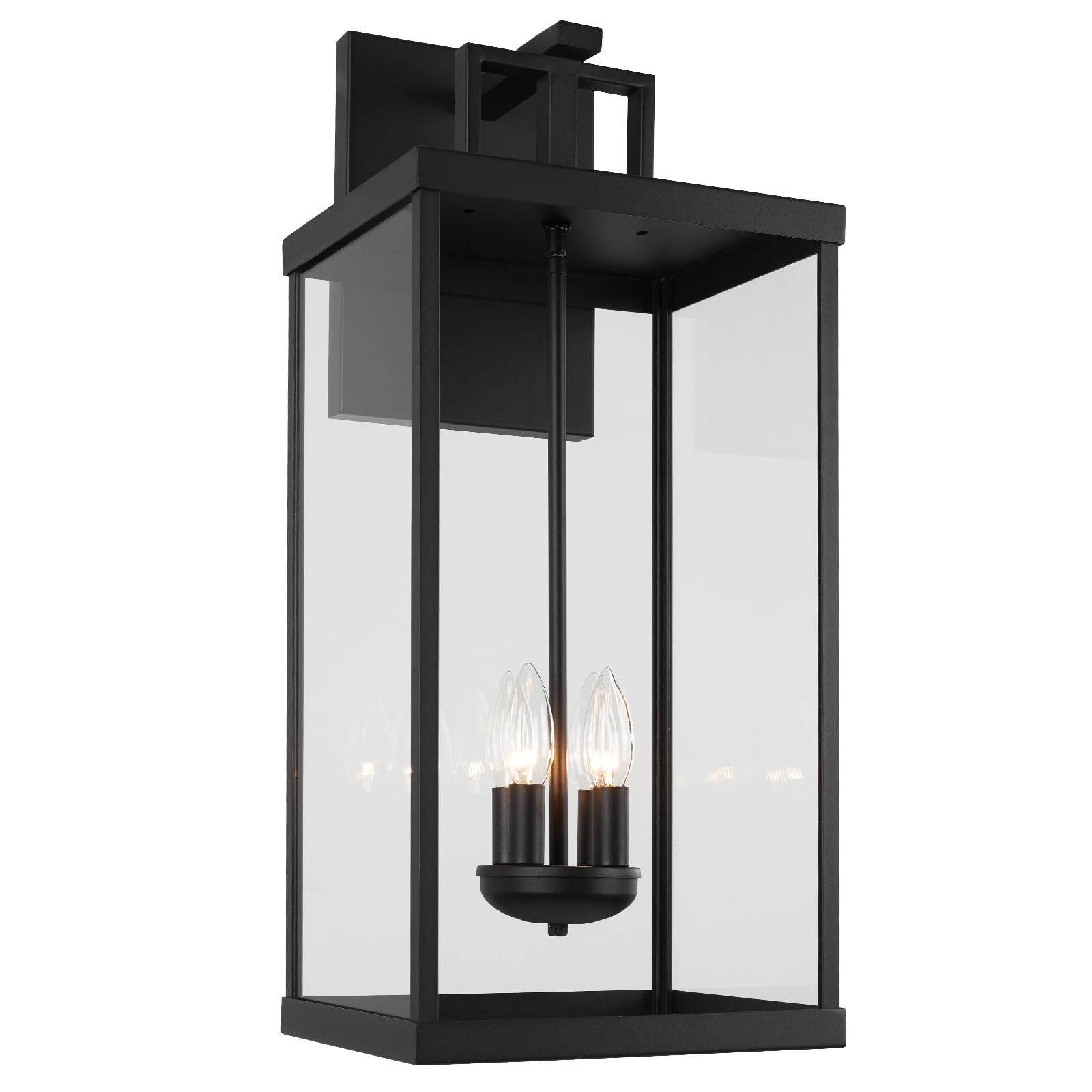 25'' Outdoor Wall Lantern, 4-Light Modern Large Exterior Wall Sconce Light Fixtures, Black Porch ... | Amazon (US)