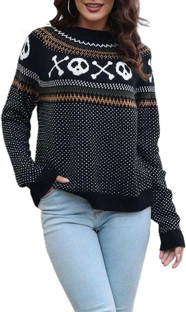 JUNBOON Women’s Casual Leopard Print Knitted Pullover Sweaters Long Sleeve Crew Neck Jumper Top... | Amazon (US)