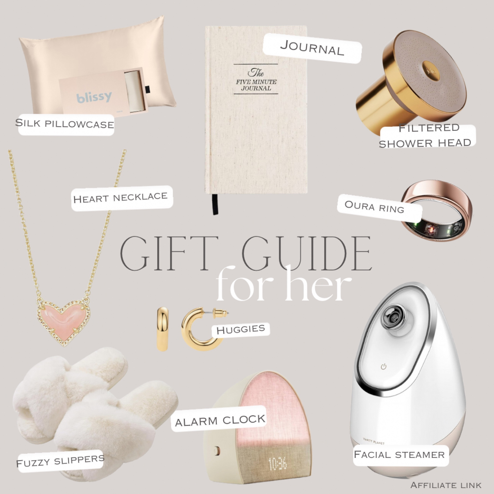 Gift Guide - For her! 


Face steamer, slipppers, silk pillowcase, shower head, journal, necklace, alarm clock, oura ring, earrings 

#LTKGiftGuide #LTKBeauty