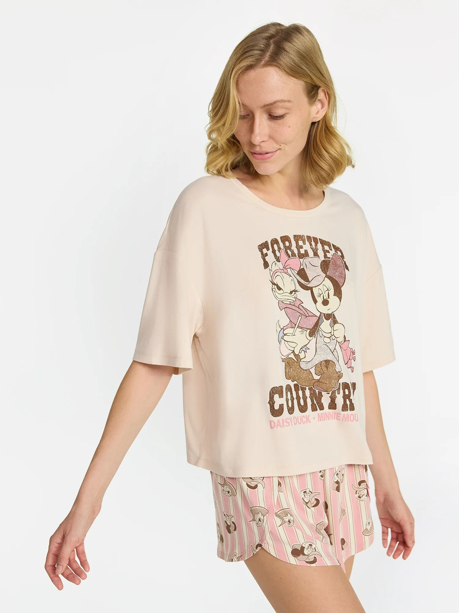 Mickey and Friends Women's and Women’s Plus Western Minnie Mouse Graphic Sleep Tee, Sizes XS-3X | Walmart (US)