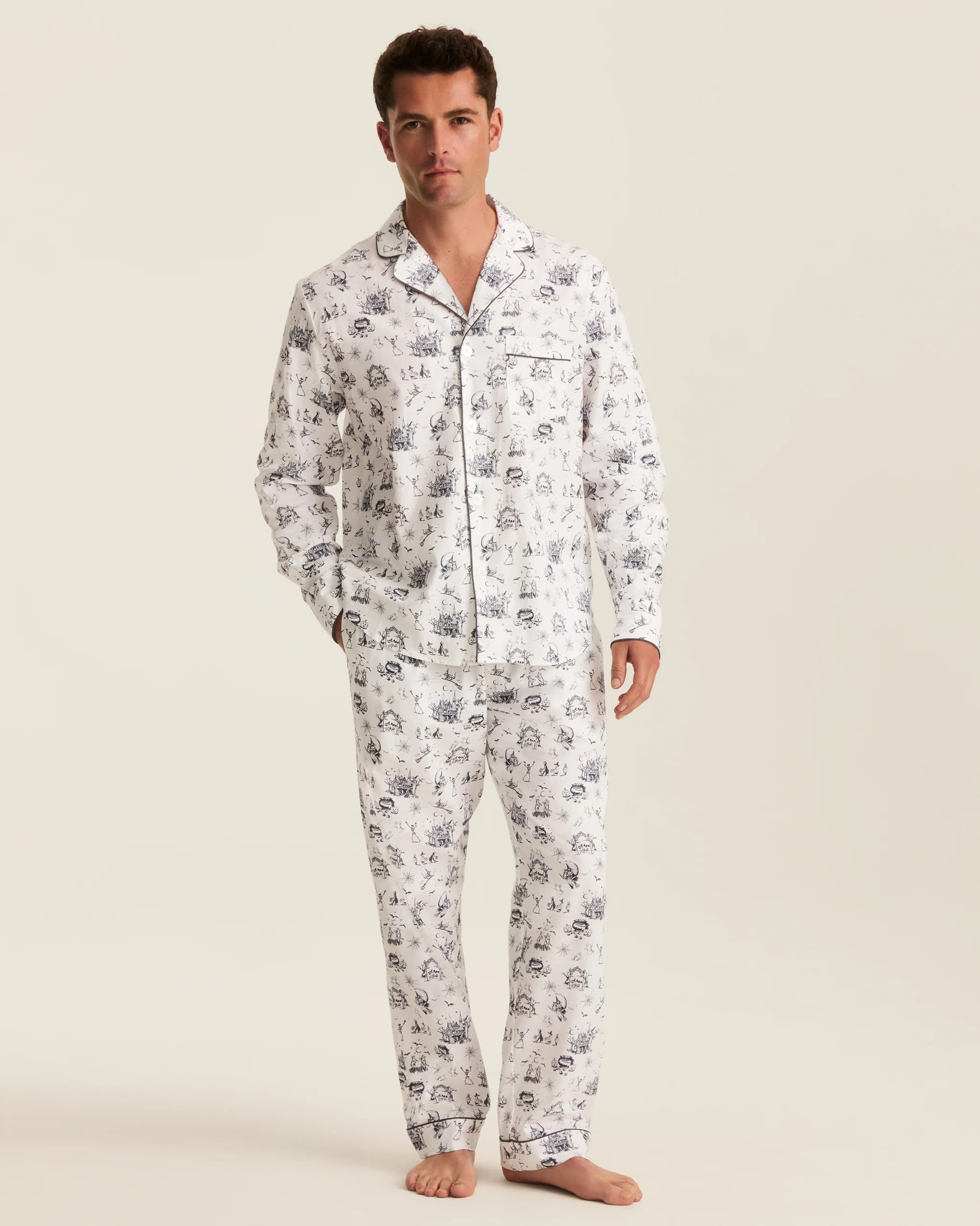 Men's Twill Pajama Set in Hallow's Eve Toile | Petite Plume