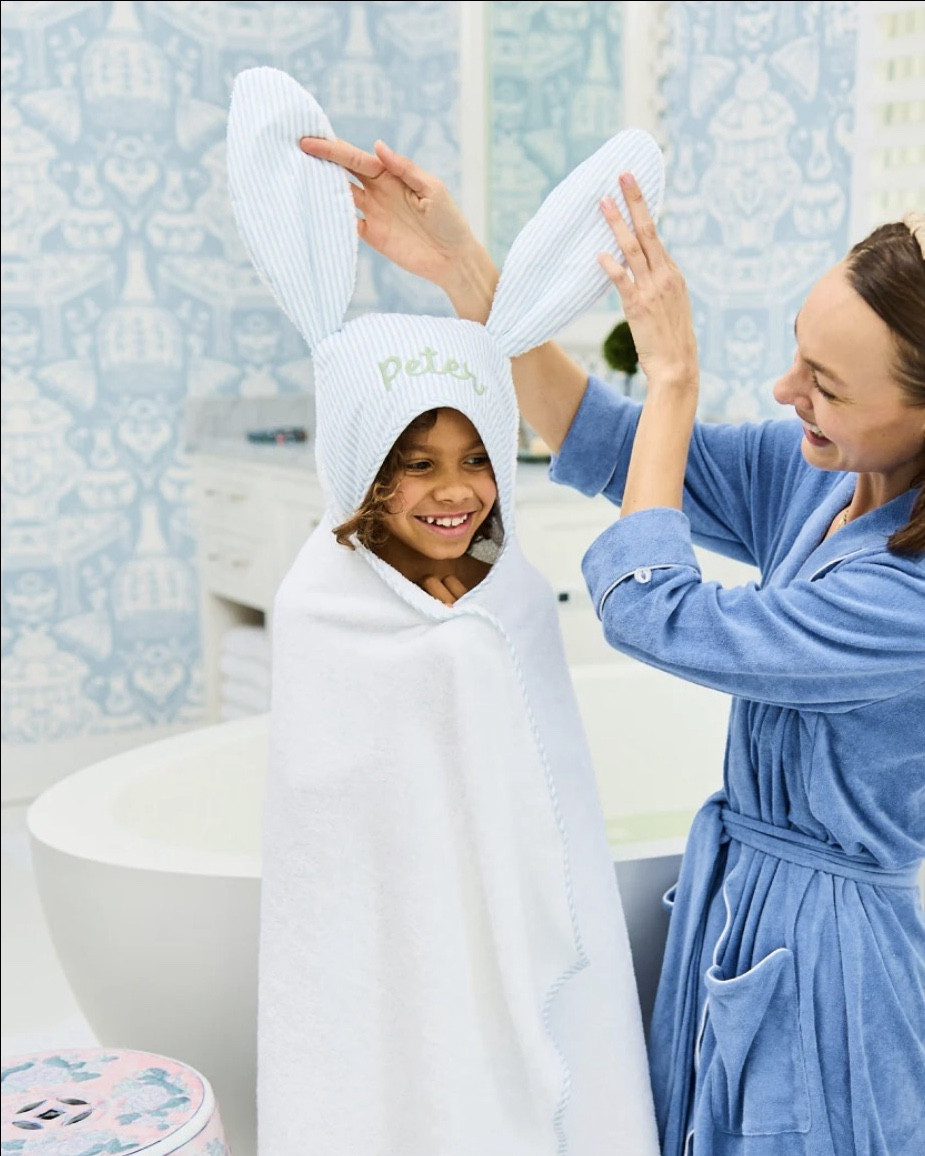 Wheezie kid’s bunny hooded towels. Under $70 and you ca customize for $15 on the website! Order now for Easter! 

#LTKKids