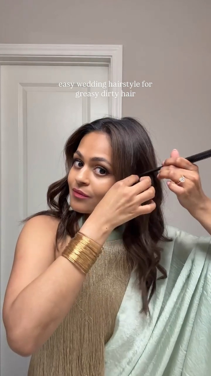not me getting ready in the bride's room 🥹😭

#weddingguesthair #easyhairstyle #chichair