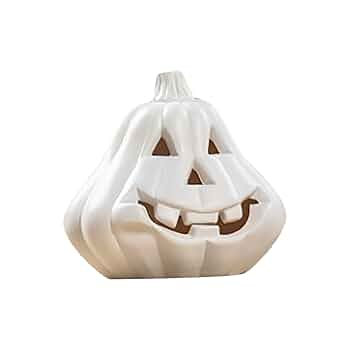 Halloween White Pumpkin Decorations for Home, Large Plastic Jack O' Lantern, Reusable Hand-Carved... | Amazon (US)