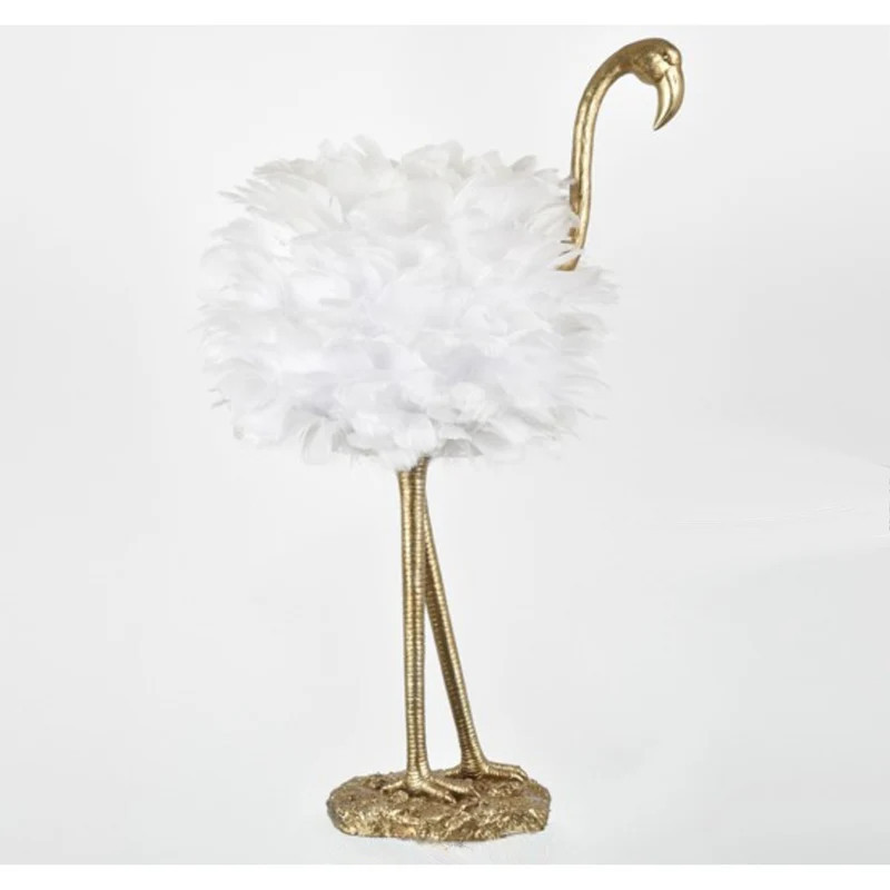 Flamingo Table Lamp - White and Gold - 30.5" H - 30"H x 19"W x 14"D | Overstock