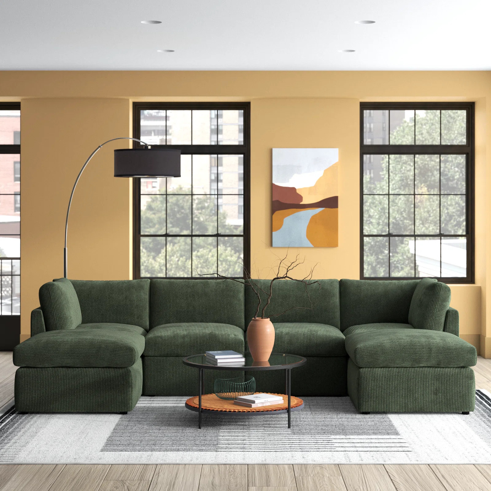 Annai 129" Wide Reversible Modular Corner Sectional with Ottoman | Wayfair North America