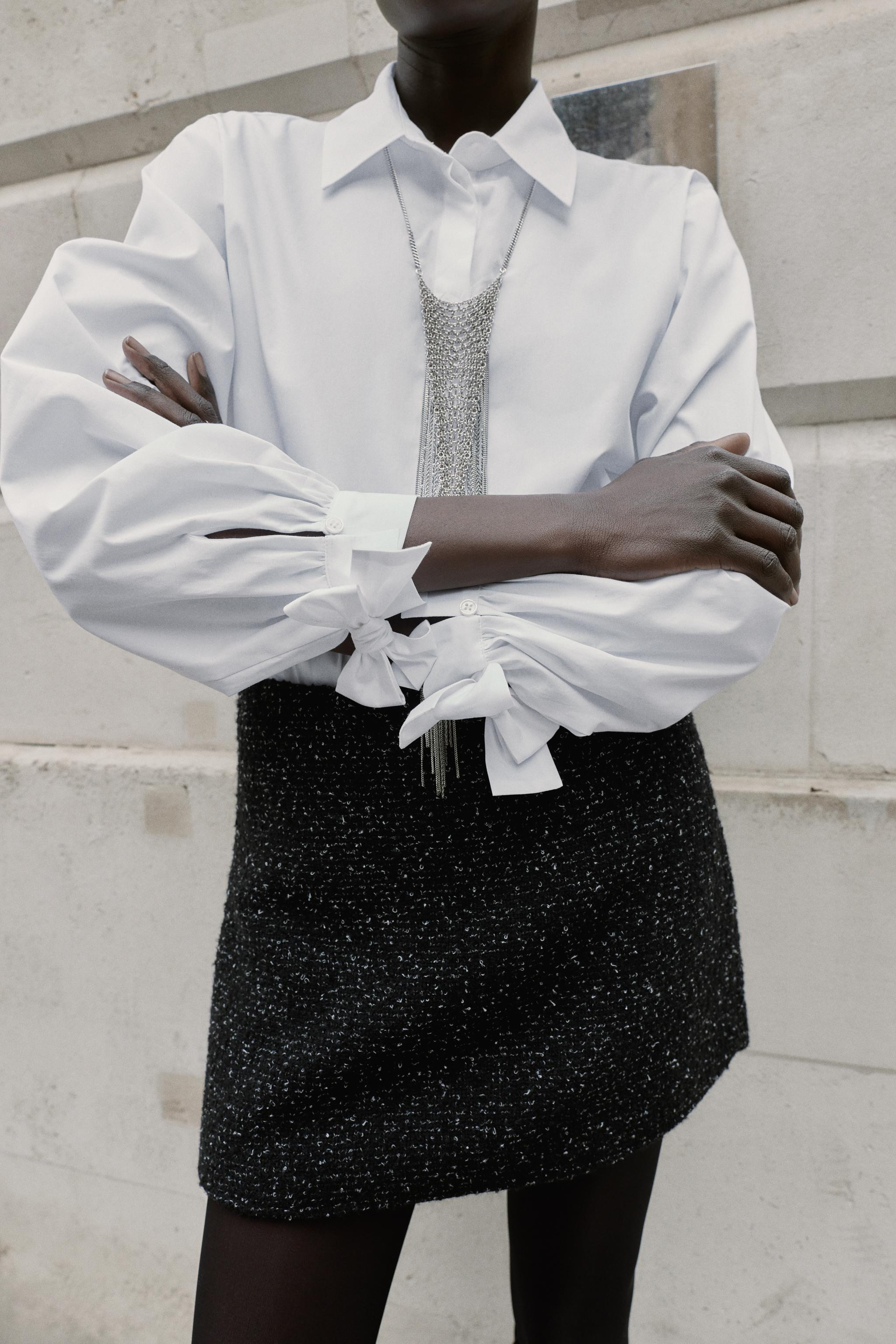 POPLIN SHIRT WITH TIES | Zara US