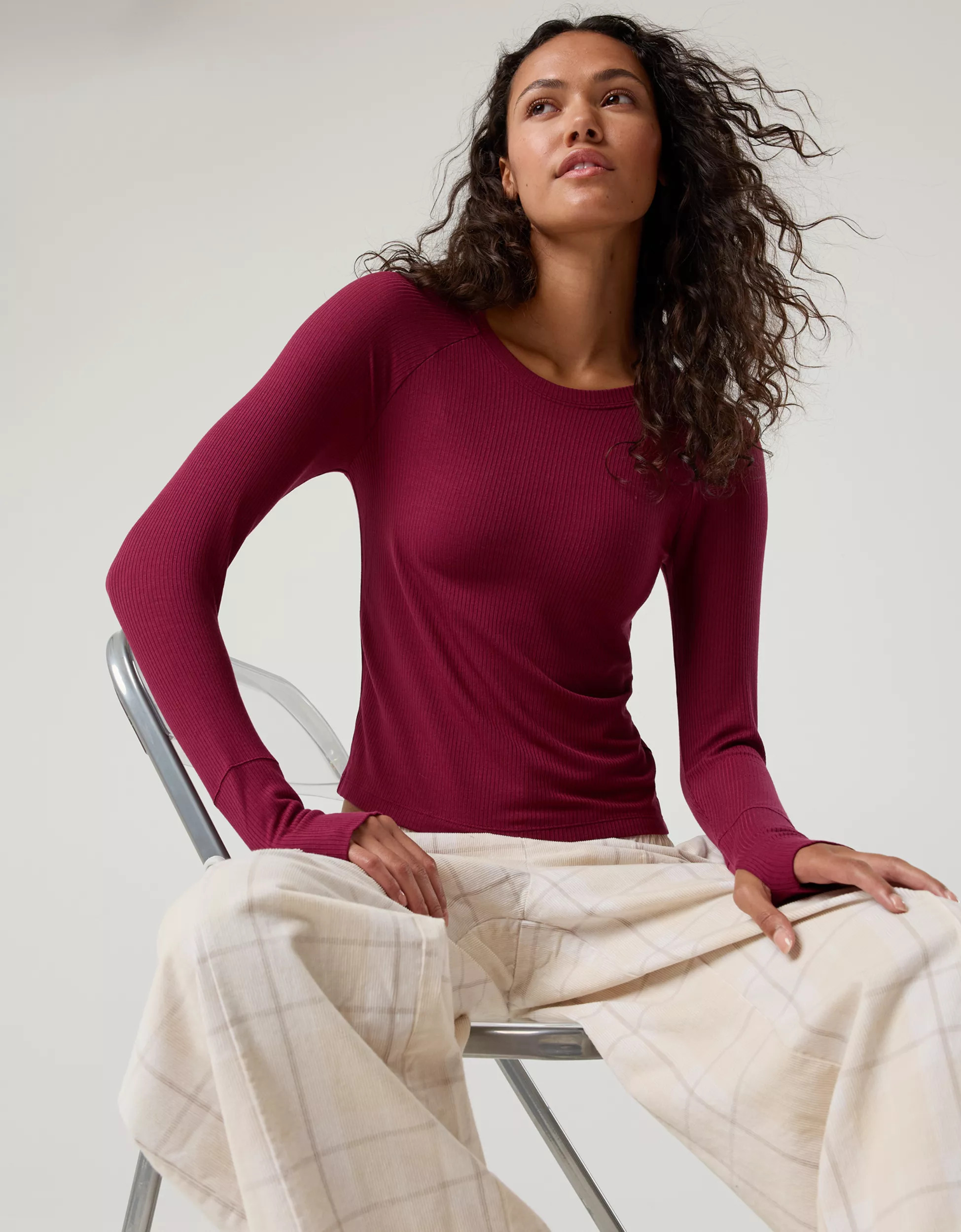 OFFLINE By Aerie Thumbs Up Fitted Ribbed T-Shirt | American Eagle Outfitters (US & CA)