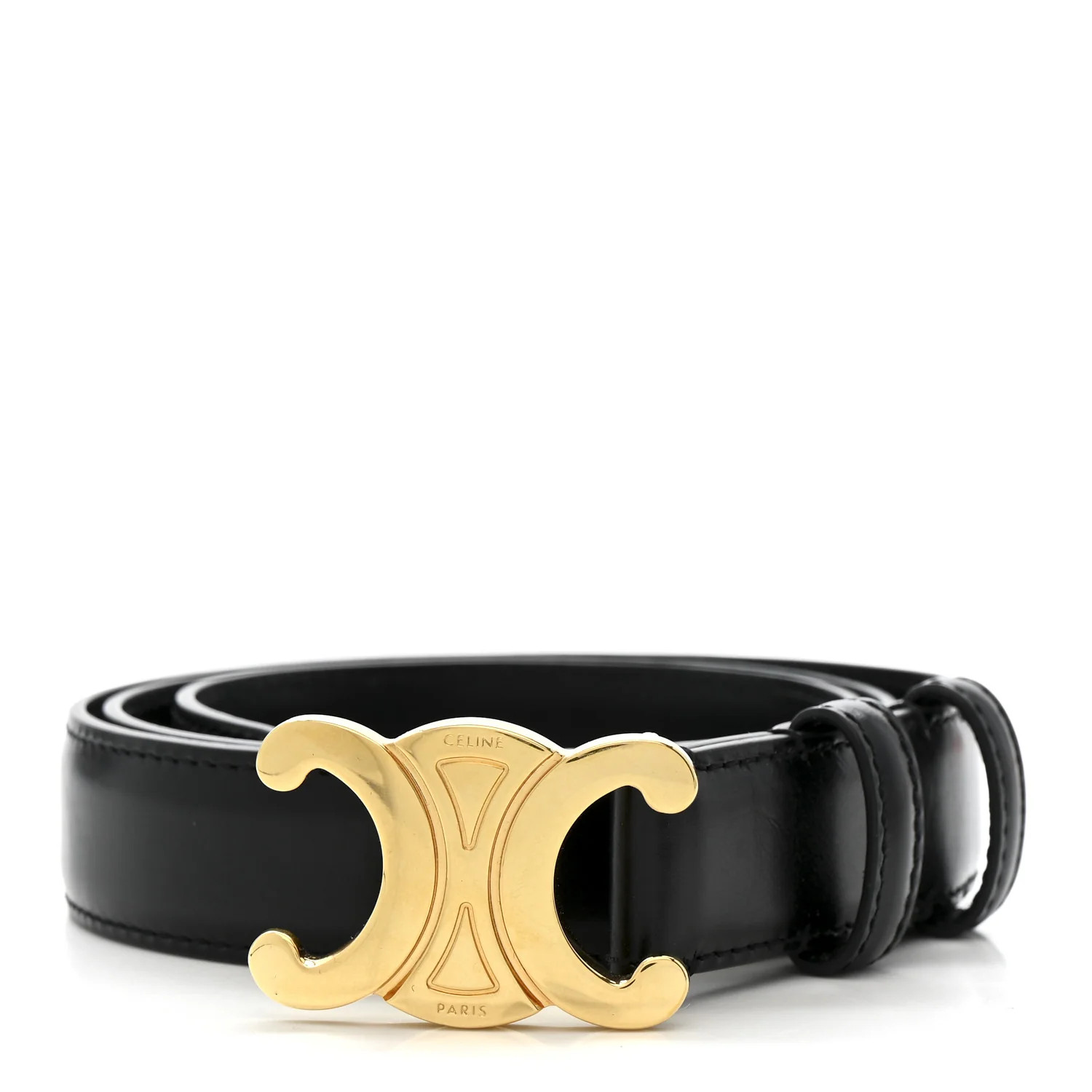 Box Calfskin Medium 25mm Triomphe Belt 80 32 Black | FASHIONPHILE (US)