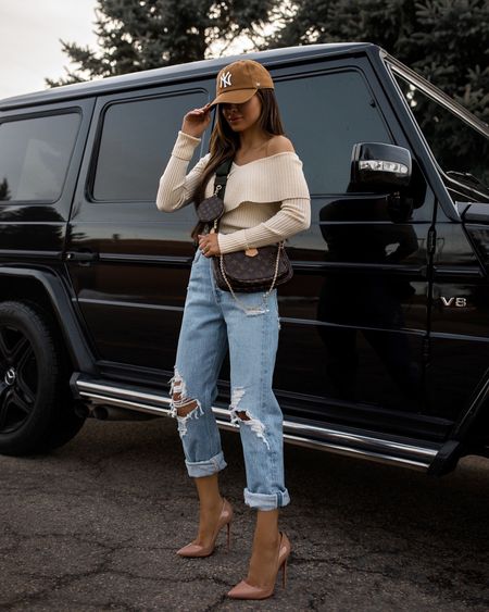 Casual spring outfit
Revolve off the shoulder top
Agolde baggy jeans
NY Yankees cap 

#LTKitbag #LTKstyletip #LTKSeasonal