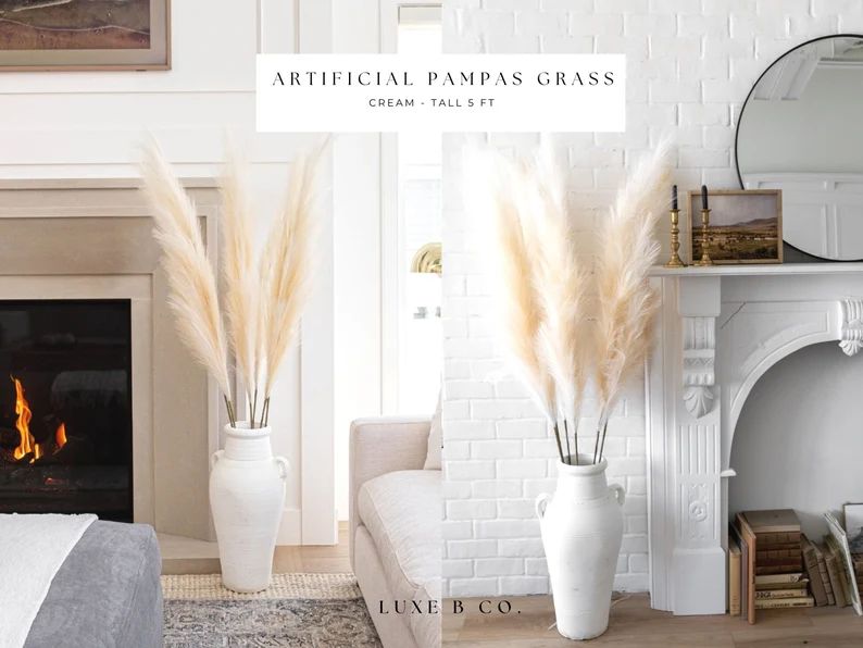 Tall Pampas Grass  "Faux", Artificial By Luxe B Pampas Grass - Cream | Etsy (US)