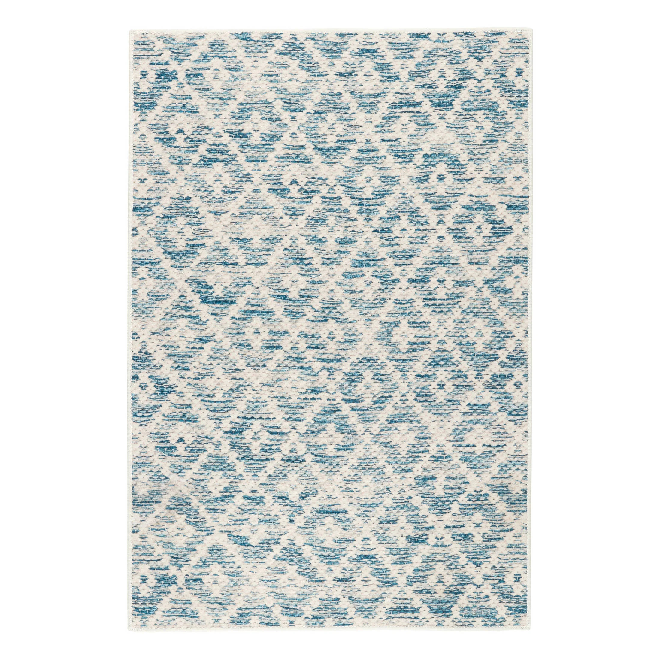 Melange Diamond Machine Washable Rug | Blue | Annie Selke