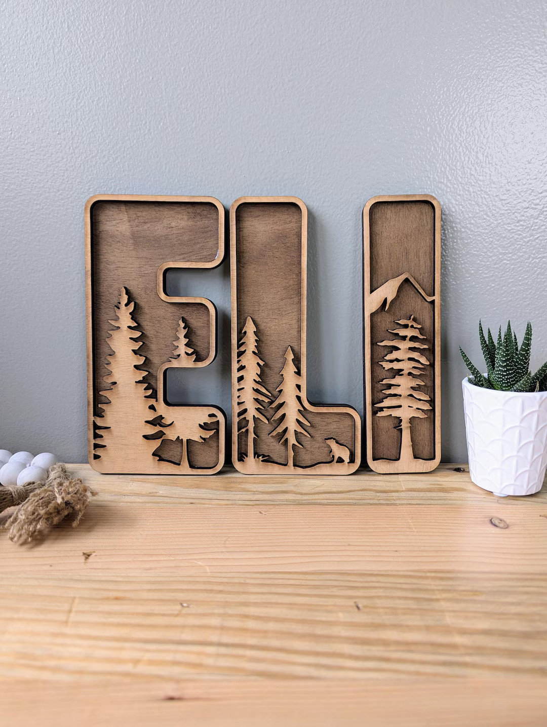 Personalized Wooden Name Sign With Forest Tree Design - Custom 3D Layered Wood Letters for Nurser... | Etsy (US)