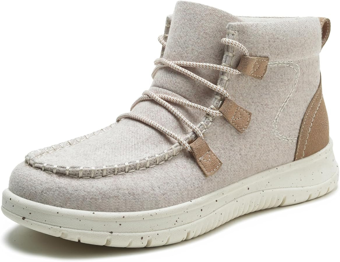 Athlefit Women's Lace Up Ankle Boots Casual Comfortable Lightweight Walking Flat Ankle Booties | Amazon (US)