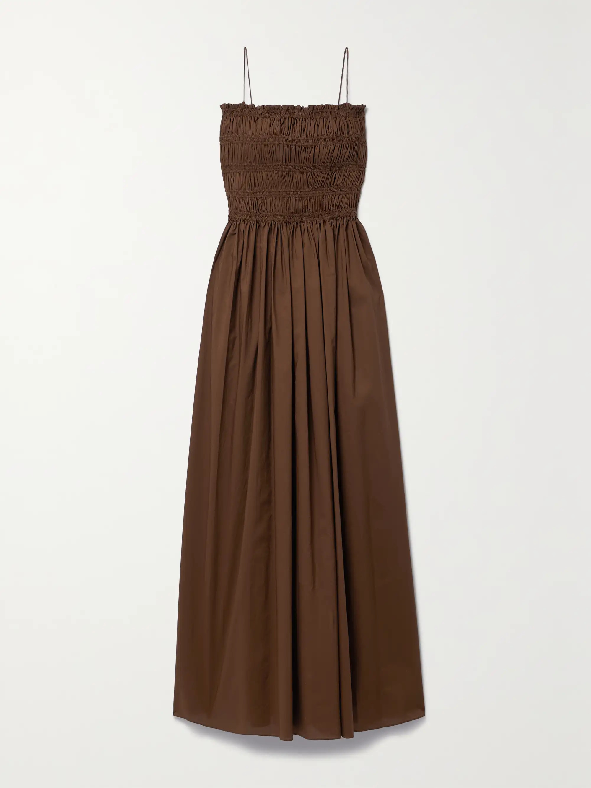 + NET SUSTAIN shirred organic cotton and silk-blend poplin maxi dress | NET-A-PORTER (UK & EU)