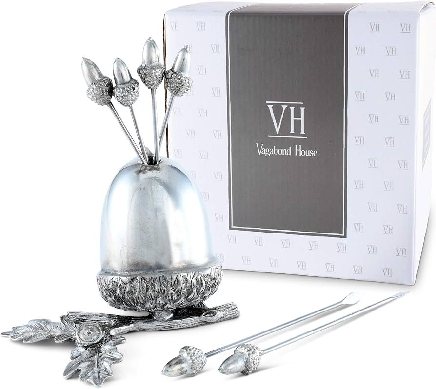 Vagabond House Pewter Acorn Cheese Martini Olive Cocktail Stainless Steel Pick Set Skewer Fruit T... | Amazon (US)