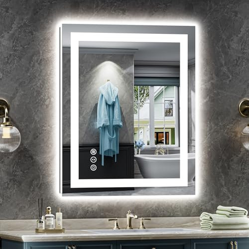 24"x32" LED Bathroom Mirror with Lights, Backlit & Front Lit, Anti-Fog Lighted Bathroom Vanity Mirror for Wall, Memory Function, Dimmable, HD Tempered Glass, Shatter-Proof | Amazon (US)