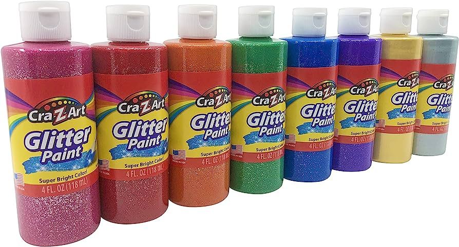 Cra-Z-Art Washable Glitter Paint Bulk Pack 8ct, Assorted Colors 4oz each bottle | Amazon (US)