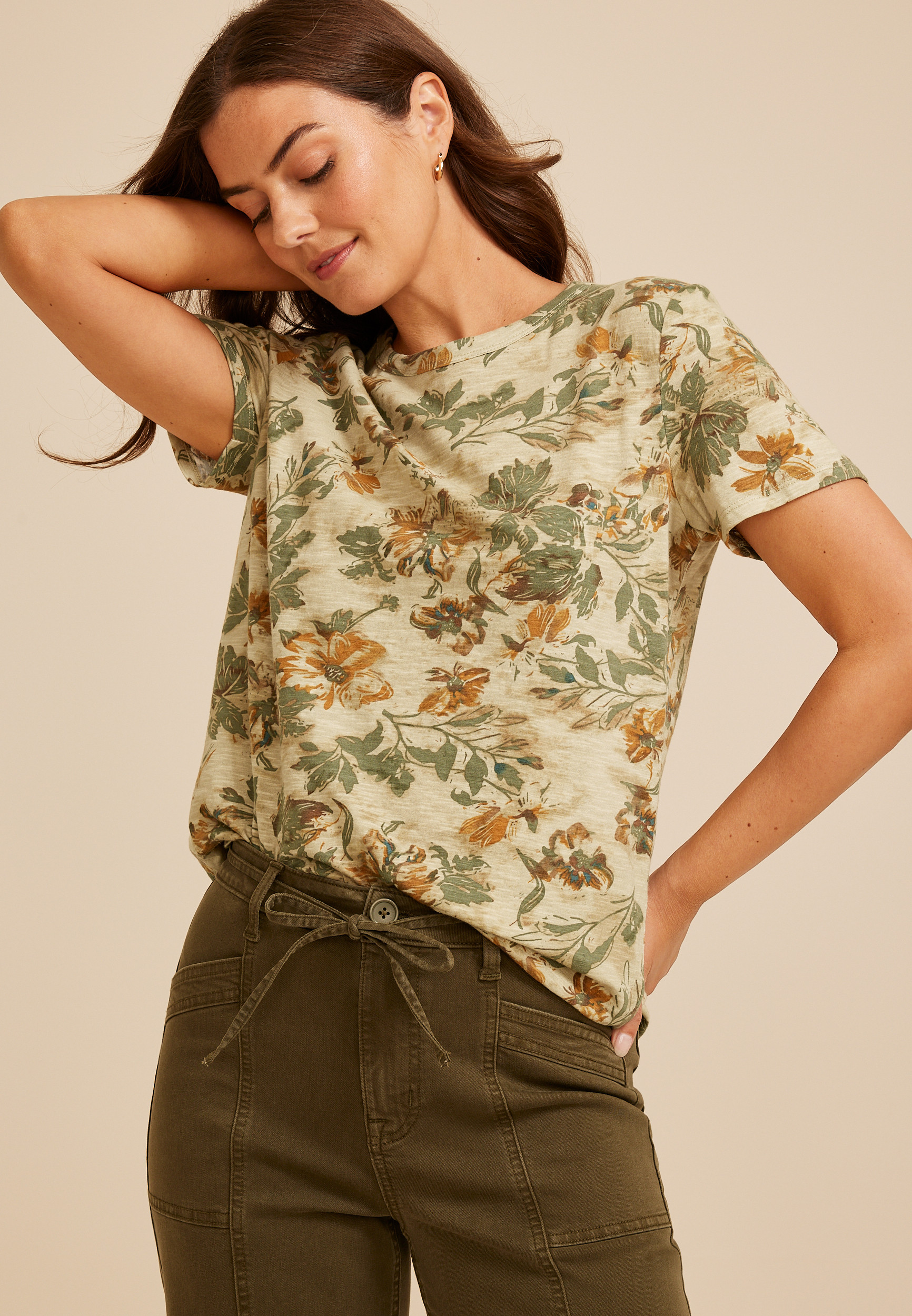 Maurices Women's 24/7 Dawson Floral Crew Neck Tee | Maurices