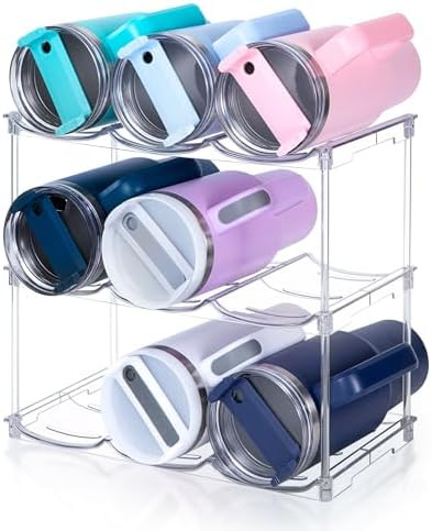 Stackable Water Bottle Organizer for Stanley 40 oz Tumbler, Water Bottle Holder for Cabinet, Pant... | Amazon (US)