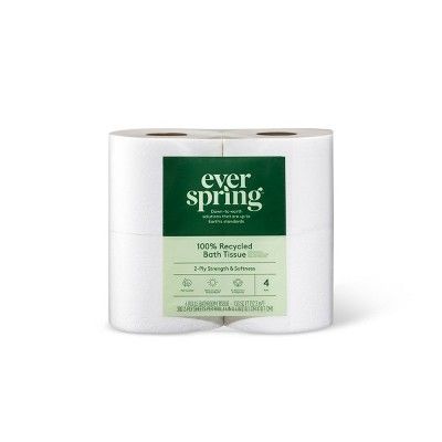 100% Recycled Toilet Paper - 4 Rolls - Everspring™ | Target