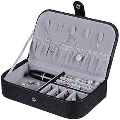 Travel Jewelry Box for Women, Portable Organizer Display Storage Case with Snap Closure for Earri... | Amazon (US)