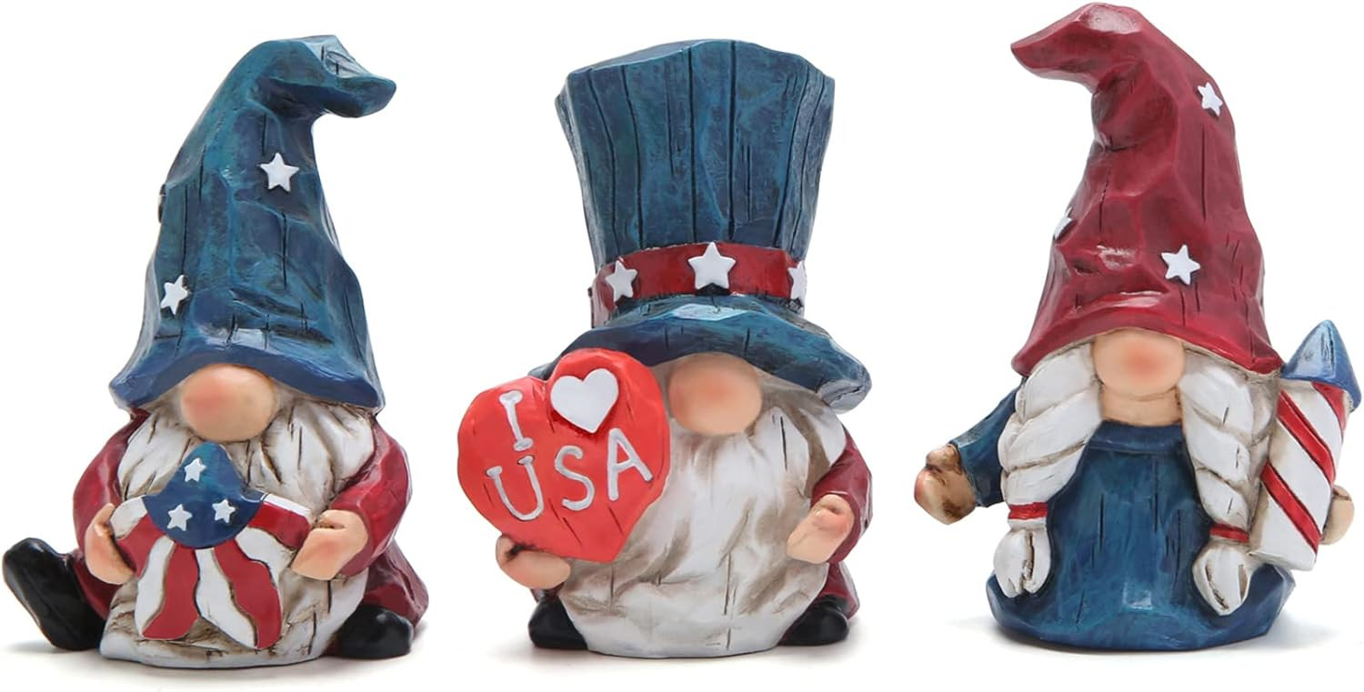 Hodao Summer Gnome 4th of July Patriotic Decorations 3PCS Irish Dwarf Elf Indoor Home Decor Memor... | Amazon (US)