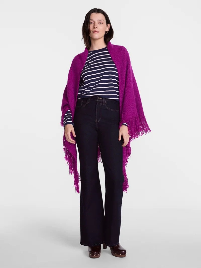 Scenario Women's Fringe Shawl, Berry Bright | Walmart (US)
