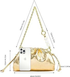 Dumpling Bag for Women Sparkly Evening Clutch Purses Cloud Crossbody Bag Ruched Shoulder Bag with... | Amazon (US)