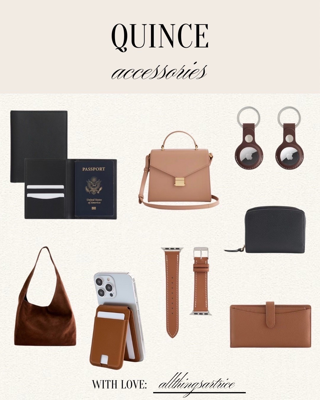 Accessories from Quince


#Quince #accessories #purse #handbag #wallet #airtag #watchband #Apple #iphonecase #phonecase #travel #trip #gifts #giftguide #Christmas #holiday #allthingsartrice 

#LTKFindsUnder100 #LTKItBag
#liketkit #LTKTravel

