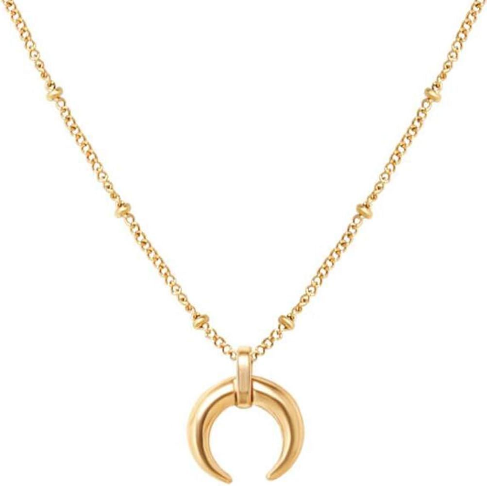 Jude Jewelers Stainless Steel Moon Crescent Half Circle Charm Statement Anniversary Colloar Neckl... | Amazon (US)