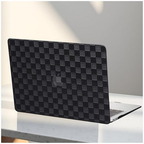 BYCeKe Checkered Print for MacBook Pro 13 inch Case M2 2024-2016 A2338 M1 A2251 A2289 A2159 A1989 A1708 A1706,Checker Textured Cream Leather Hard Shel&Keyboard Cover for Mac Pro13, Checkered Black | Amazon (US)