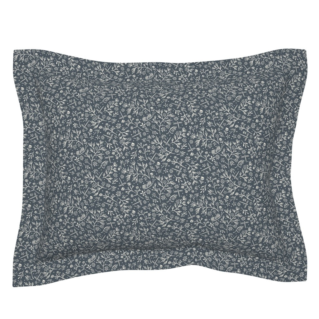 Butterflies Dragonflies And Flowers - Midnight Blue And White 02 - Allover Pillow Sham | Spoonflo... | Spoonflower