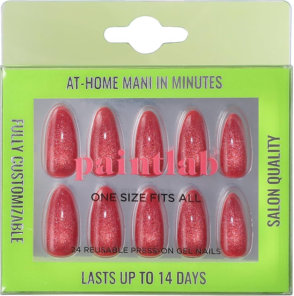 PaintLab Squoval Short Press On Nails, 24 Piece Fake Nails Kit Plus Nail Glue, Nail File, Prep Pa... | Amazon (US)