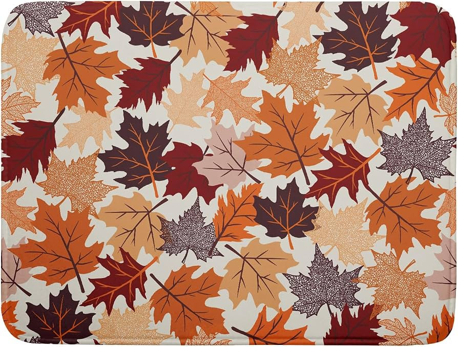Fall Dish Drying Mat for Kitchen Counter 18x24 Orange Autumn Maple Leaves Harvest Theme Thanksgiv... | Amazon (US)
