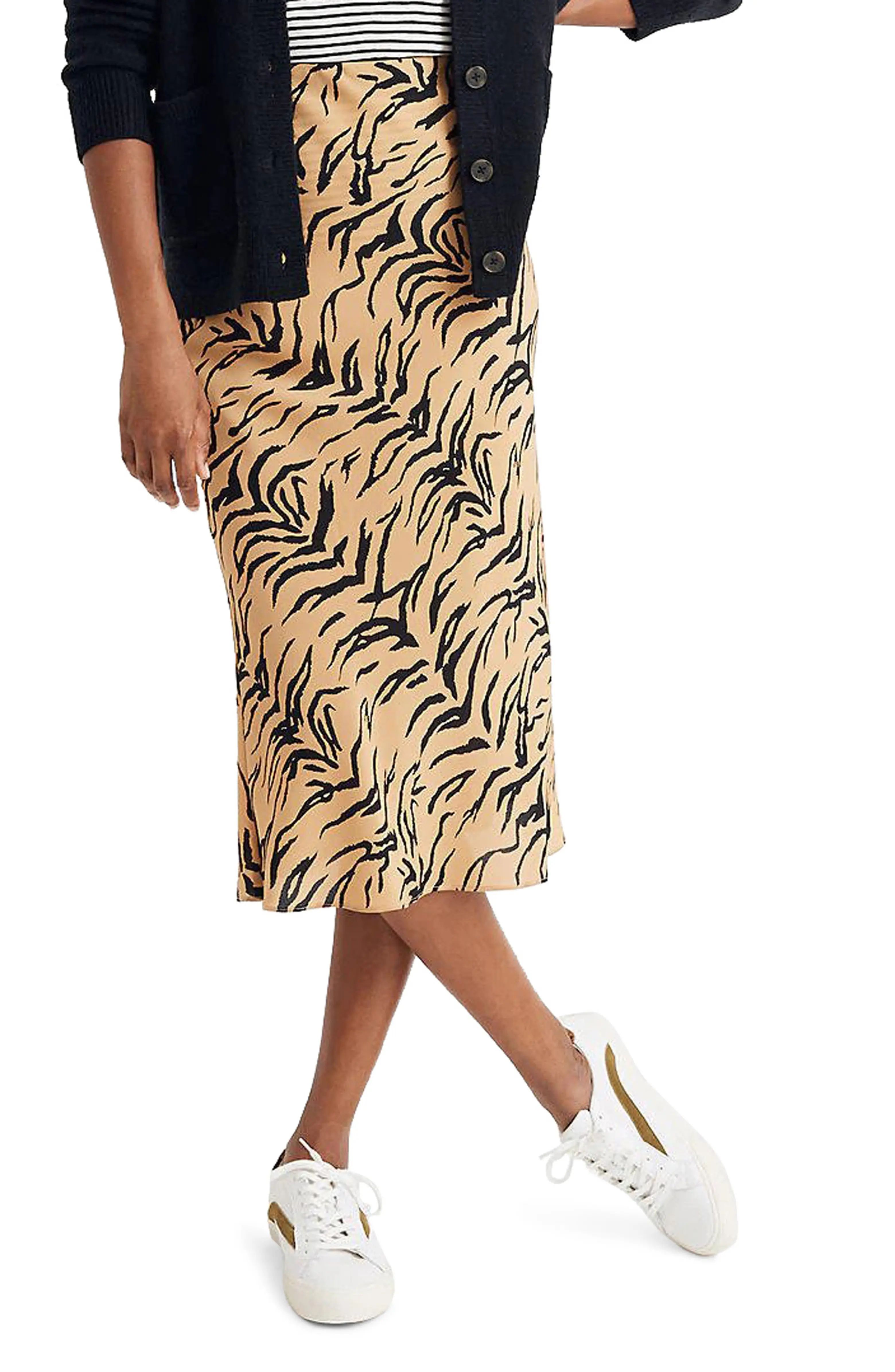 Tiger Stripe Silk Midi Slip Skirt | Nordstrom