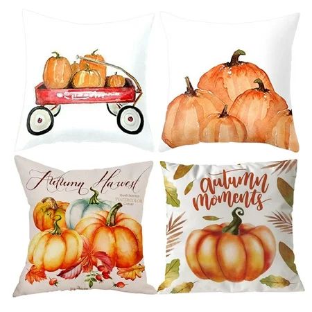 SHIJIESM 4 Pcs Pumpkin Pillow Cover Decorative Pillow Case Sofa Back Throw Cushion Cover Halloween D | Walmart (US)