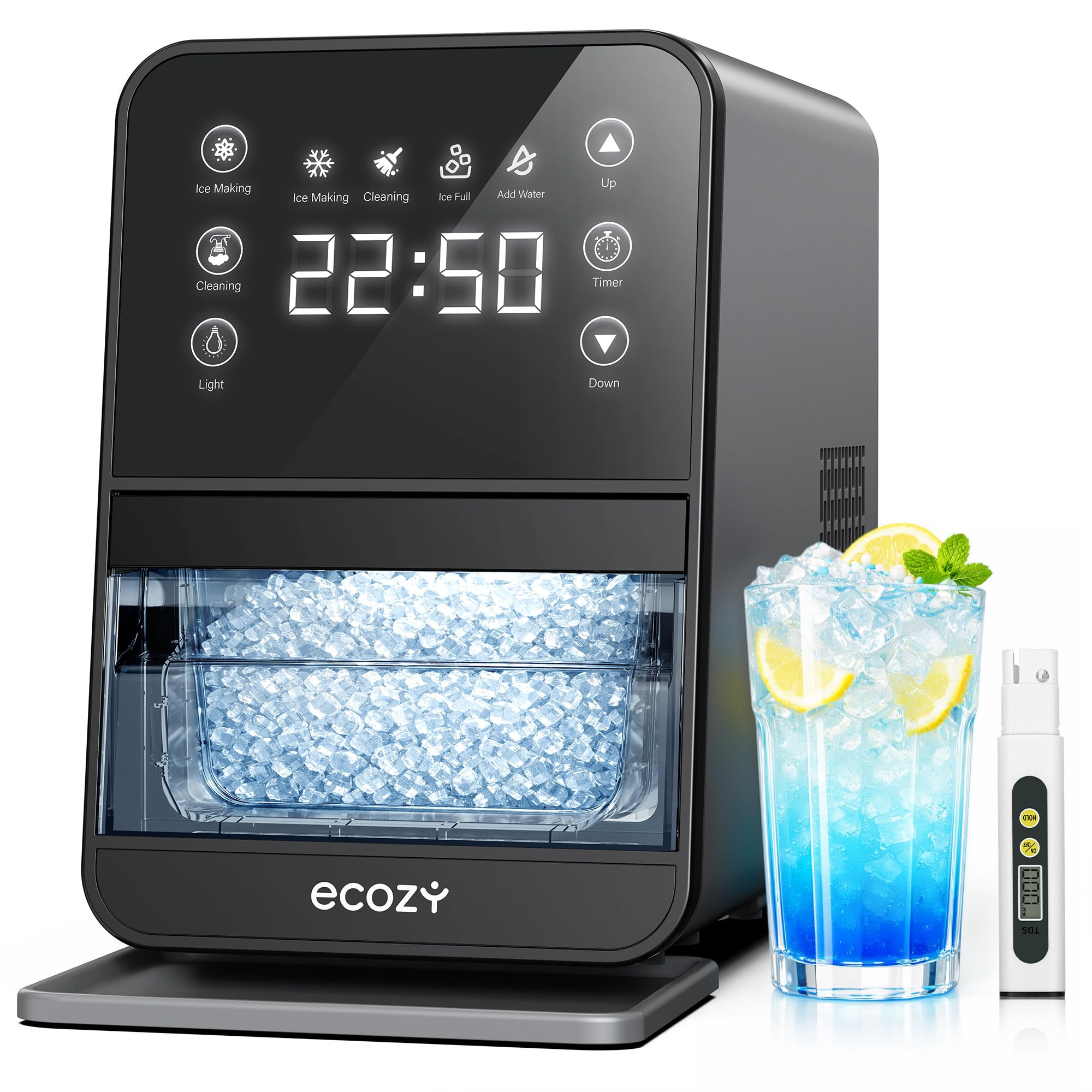 ecozy Nugget Ice Maker Countertop, 40Lbs/24H Chewable Pebble Ice, One-Touch Timer Control, Self-C... | Amazon (US)