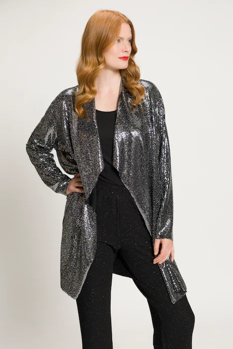 Sparkling Event Open Front Draped Jacket | Blouson | Jackets | Ulla Popken - US & CA
