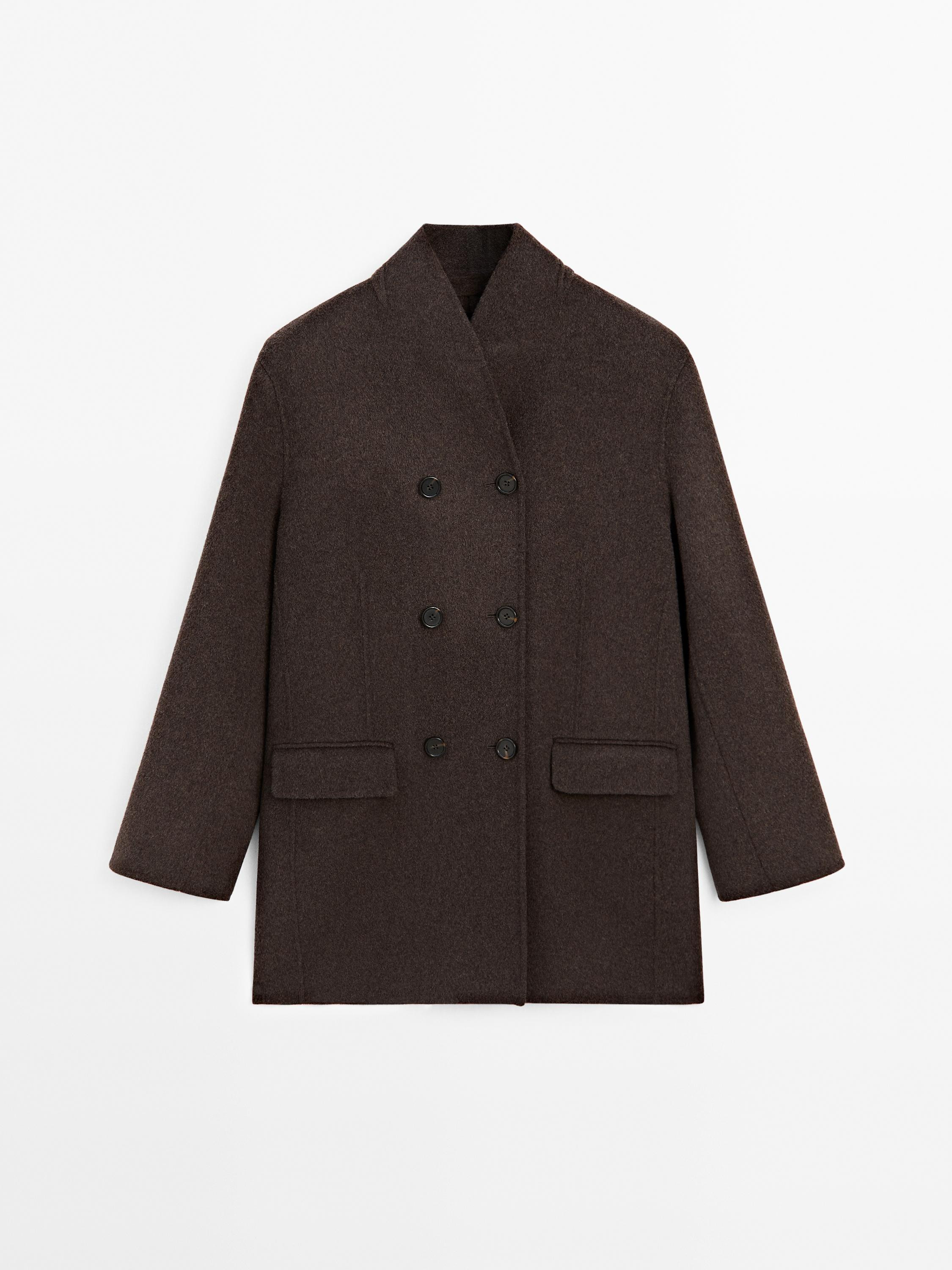 Wool blend coat with tuxedo collar | Massimo Dutti UK