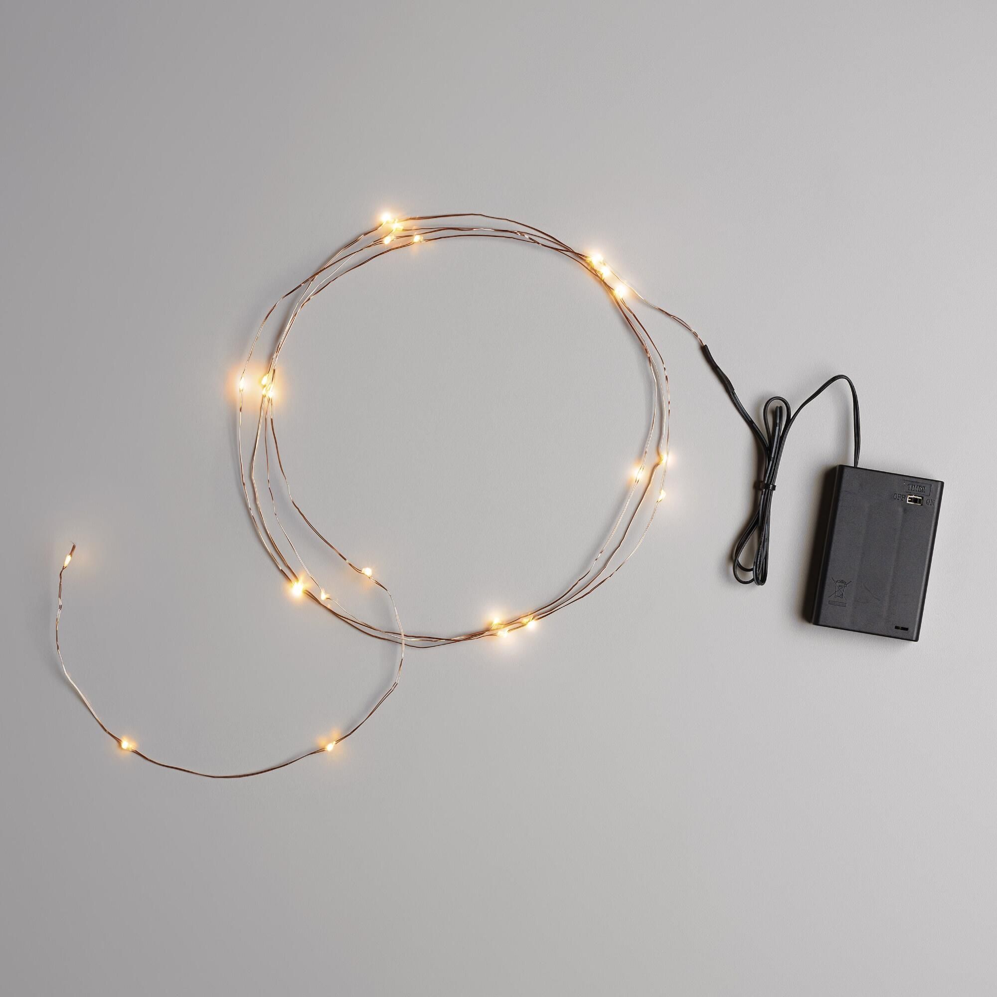 Copper Micro LED 25-Bulb Battery Operated String Lights by World Market | World Market