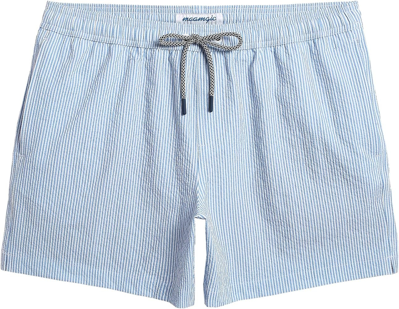 maamgic Men's Swim Trunks 5.5 inch Seersucker Beach Shorts Quick Dry Bathing Suits with Mesh Line... | Amazon (US)