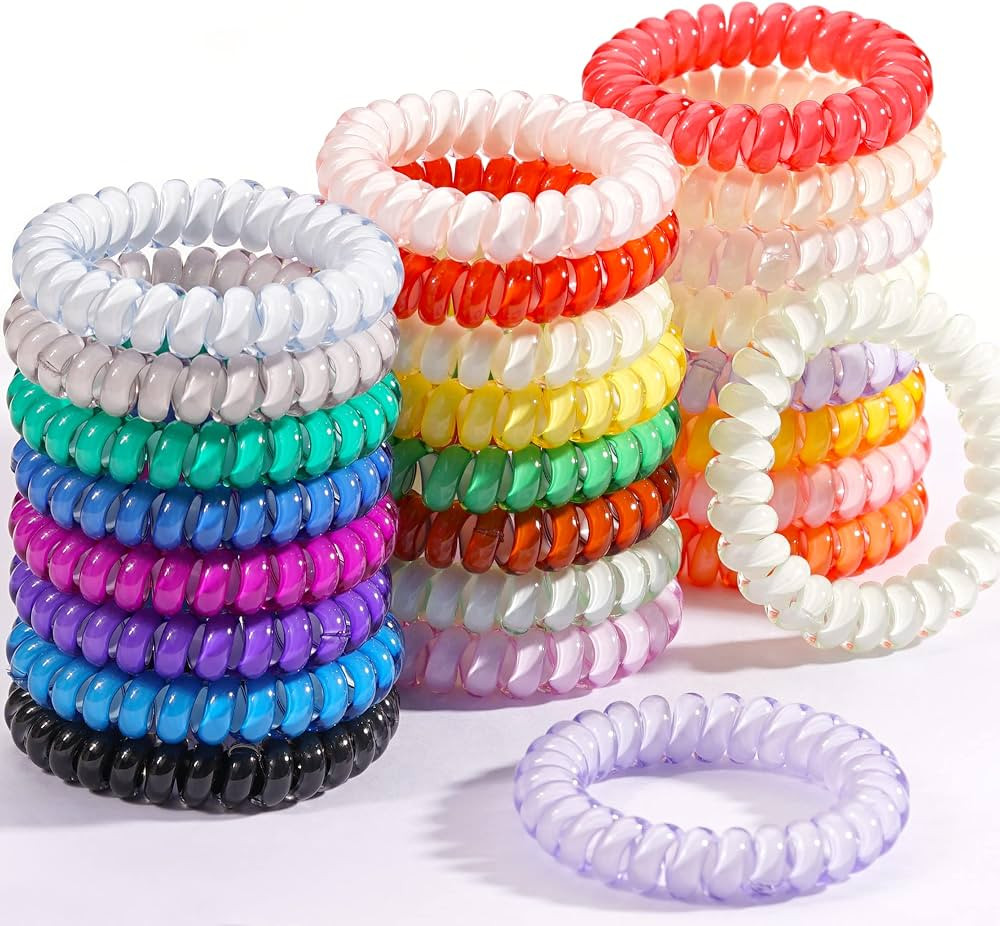 DED Spiral Hair Ties, 24 Pcs No Crease Hair Ties, Colorful Ponytail Holders Hair Accessories for ... | Amazon (US)